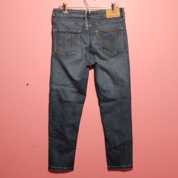 Calvin Klein Womens Dark Blue Skinny Leg Denim Jeans Sz 8 Mid-Rise Stretch Fit - Picture 8 of 11
